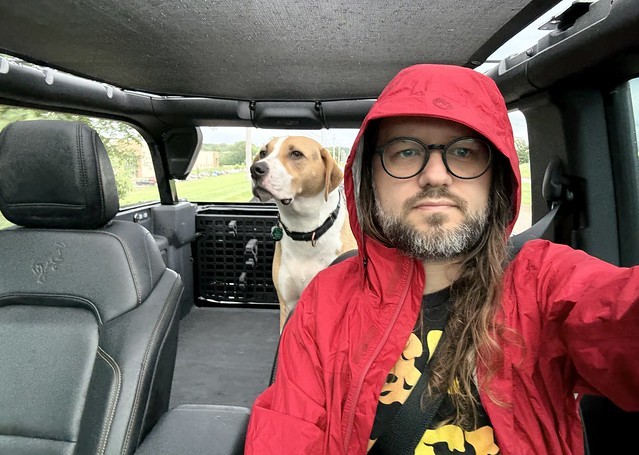 Dropping Durby off at daycare before I head to Detroit for the week. I was not expecting rain this morning.