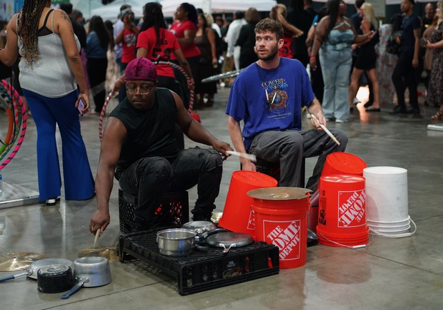 Bucket drummers at the Block Party